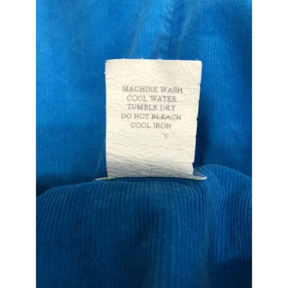 Vintage Corduroy Overalls Girl 2T Turquoise Gingham Pink Embroidered Cupcakes - Picture 8 of 8